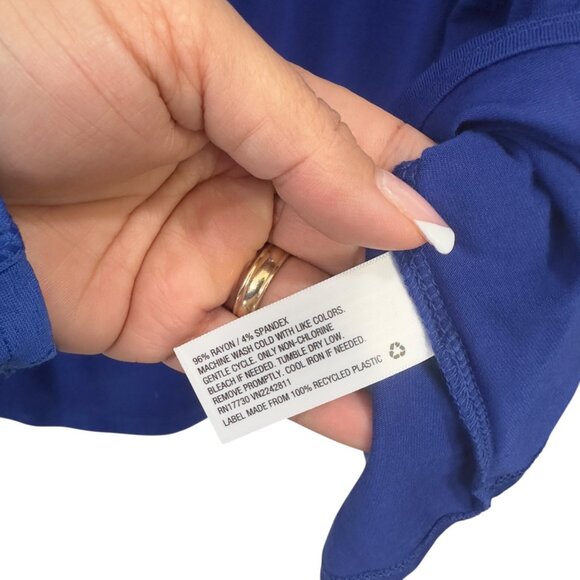 Ava & Viv Womens Plus Size 3X Blue V-Neck Short Sleeve Top - Picture 5 of 9